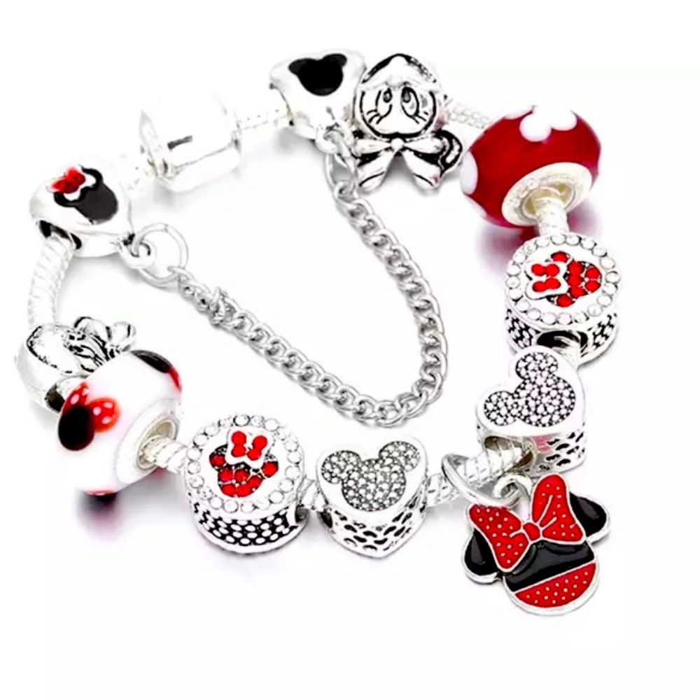 New Disney 925 Silver Mickey Mouse Charm Bracelet